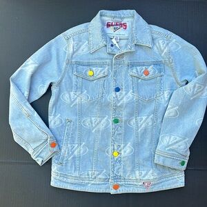 New GUESS J BALVIN Blue Denim Girls Jacket SZ 12